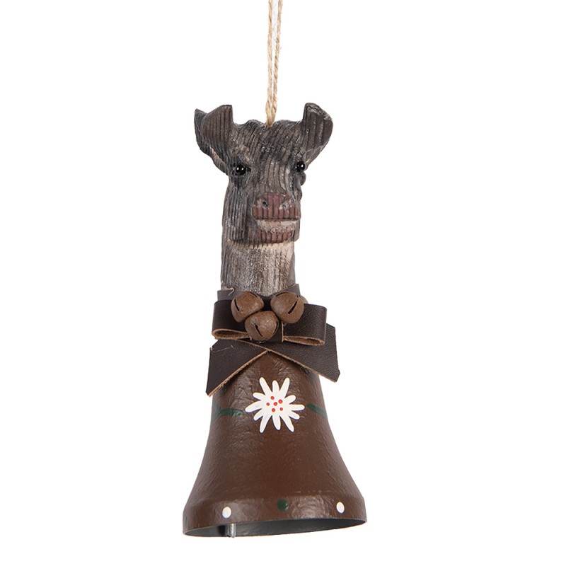 Clayre & Eef Pendant Cow 7x8x15 cm Brown Wood Metal