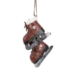 Clayre & Eef Ornement de Noël Patins à Glace 14x12x40 cm Rouge Métal