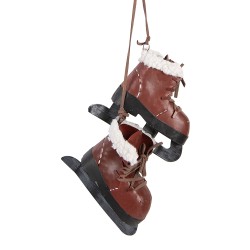 Clayre & Eef Ornement de Noël Patins à Glace 14x12x40 cm Rouge Métal