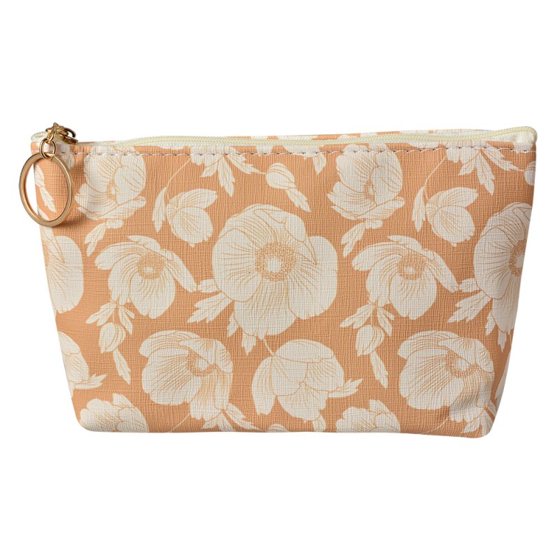 Clayre & Eef Trousse de toilette pour femmes 21x5x13 cm Beige Synthétique Fleurs