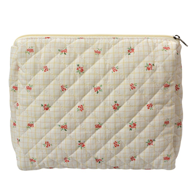 Clayre & Eef Trousse de toilette pour femmes 25x5x22 cm Beige Coton Fleurs