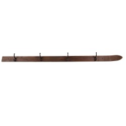 Clayre & Eef Wall Coat Rack 4 Hooks Ski 170x8x12 cm Brown Wood Metal
