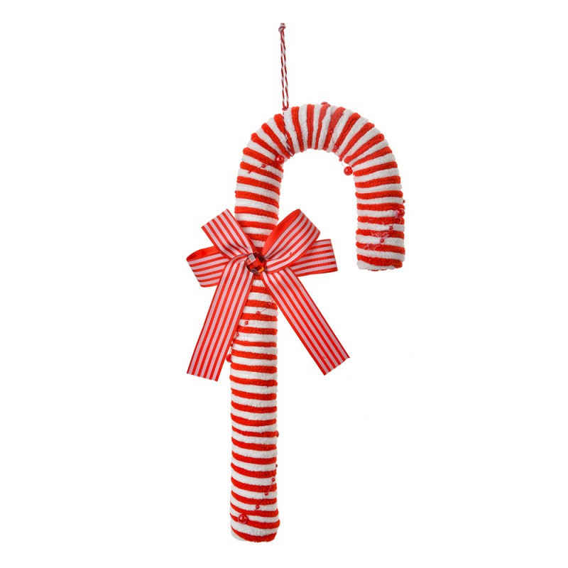 Clayre & Eef Weihnachtsanhänger Zuckerstange 36 cm Rot Weiß Kunststoff