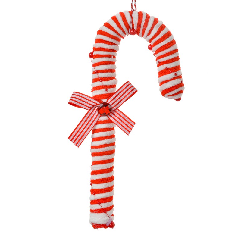 Clayre & Eef Weihnachtsanhänger Zuckerstange 26 cm Rot Weiß Kunststoff