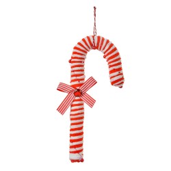 Clayre & Eef Ornement de Noël Canne en sucre d'orge 26 cm Rouge Blanc Plastique