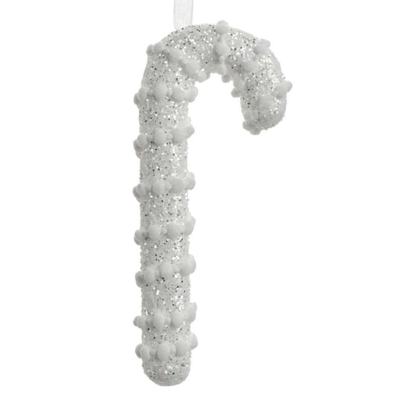 Clayre & Eef Ornement de Noël Canne en sucre d'orge 17 cm Blanc Plastique