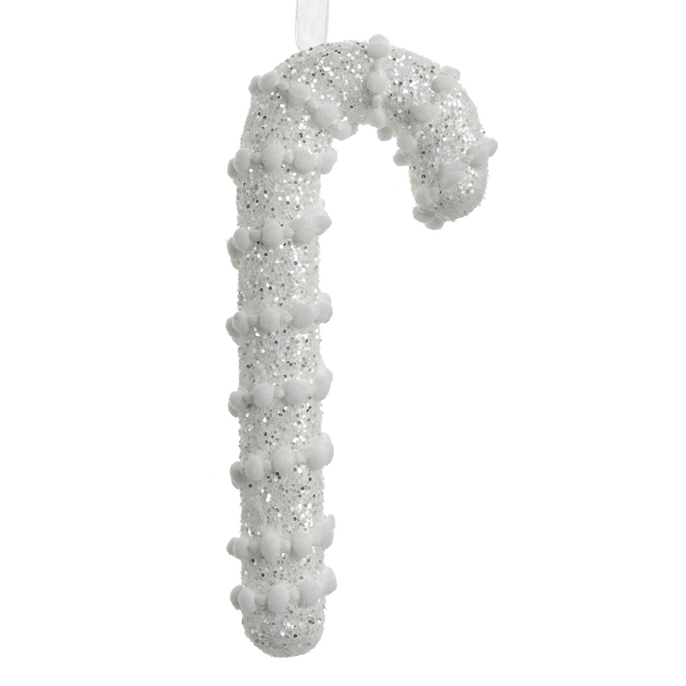 Clayre&Eef Kersthanger Zuurstok 17 cm Wit Kunststof afbeelding