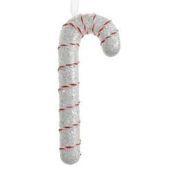 Clayre & Eef Ornamento Natalizio Bastoncino di zucchero 17 cm Bianco Plastica