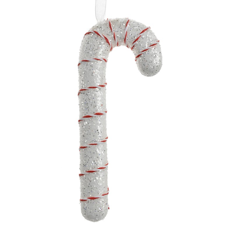 Clayre & Eef Christmas Ornament Candy Cane 17 cm White Plastic