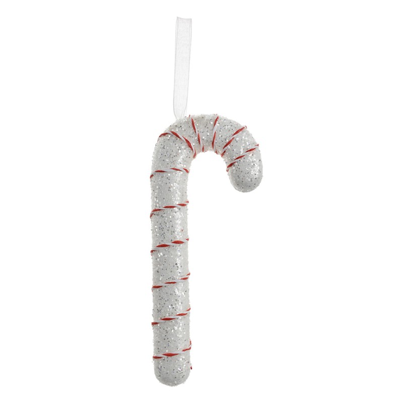 Clayre & Eef Christmas Ornament Candy Cane 17 cm White Plastic