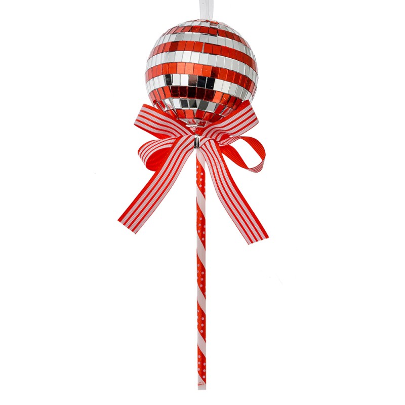 Clayre & Eef Weihnachtsanhänger Lutscher Ø 9x25 cm Rot Kunststoff