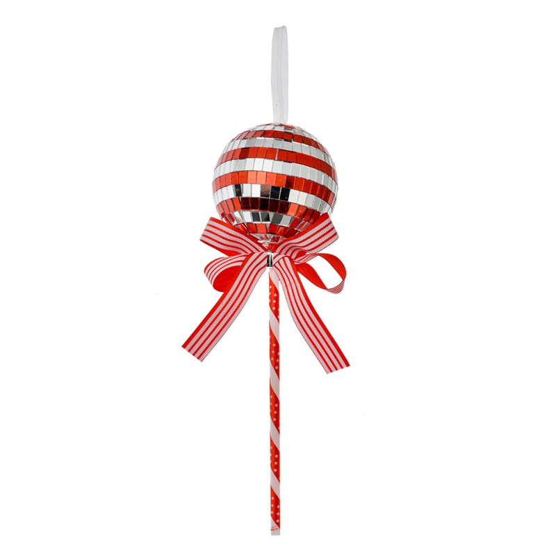Clayre & Eef Weihnachtsanhänger Lutscher Ø 9x25 cm Rot Kunststoff