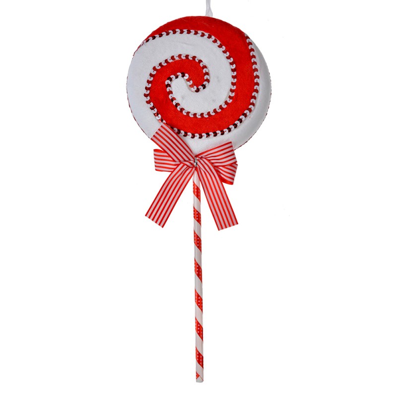 Clayre & Eef Christmas Ornament Lollipop Ø 10x45 cm Red White Plastic