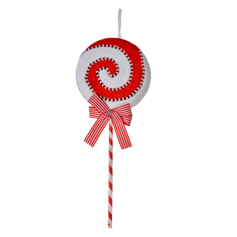 Clayre & Eef Christmas Ornament Lollipop Ø 10x45 cm Red White Plastic