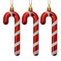 Clayre & Eef Weihnachtsanhänger 3er Set Zuckerstange 4x1x13 cm Rot Weiß Kunststoff