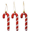 Clayre & Eef Weihnachtsanhänger 3er Set Zuckerstange 4x1x13 cm Rot Weiß Kunststoff