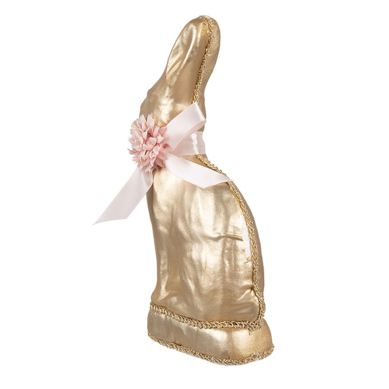 Clayre & Eef Decorative Figurine Rabbit 11x5x22 cm Gold colored Textile on Plastic