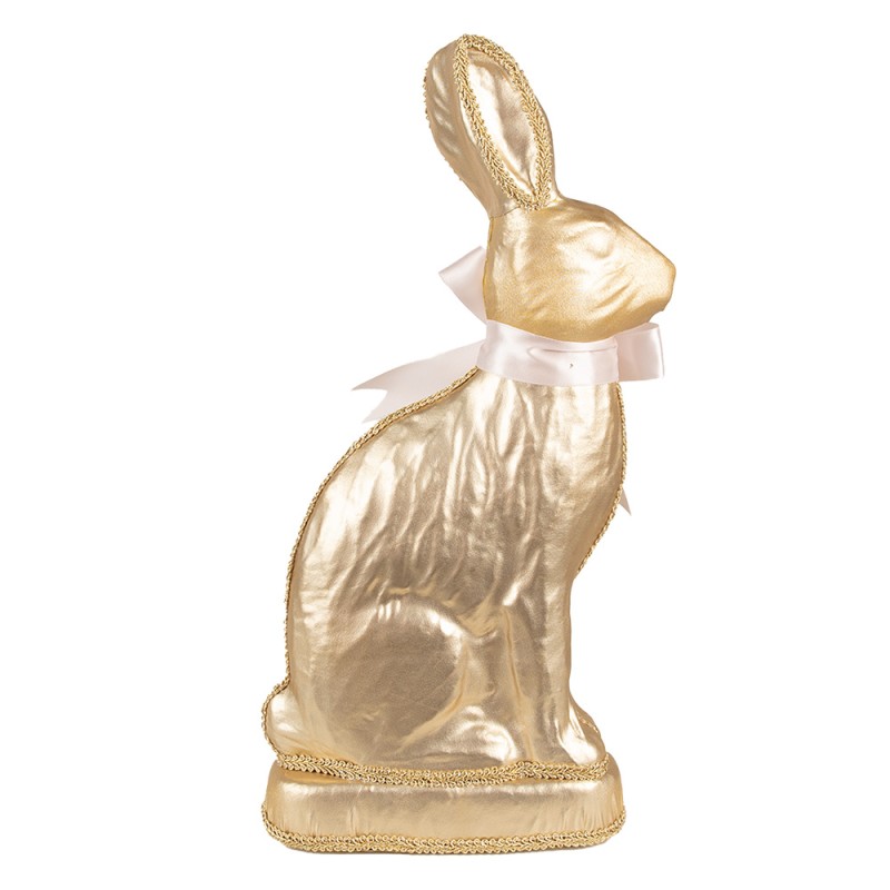 Clayre & Eef Dekorationsfigur Kaninchen 22x8x40 cm Goldfarbig Textil auf Kunststoff