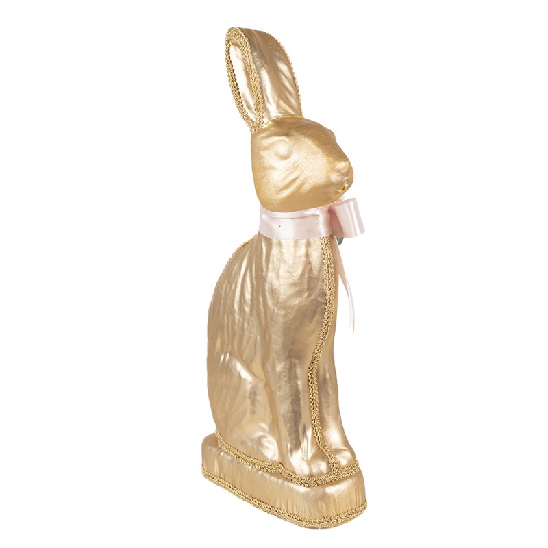 Clayre & Eef Dekorationsfigur Kaninchen 22x8x40 cm Goldfarbig Textil auf Kunststoff