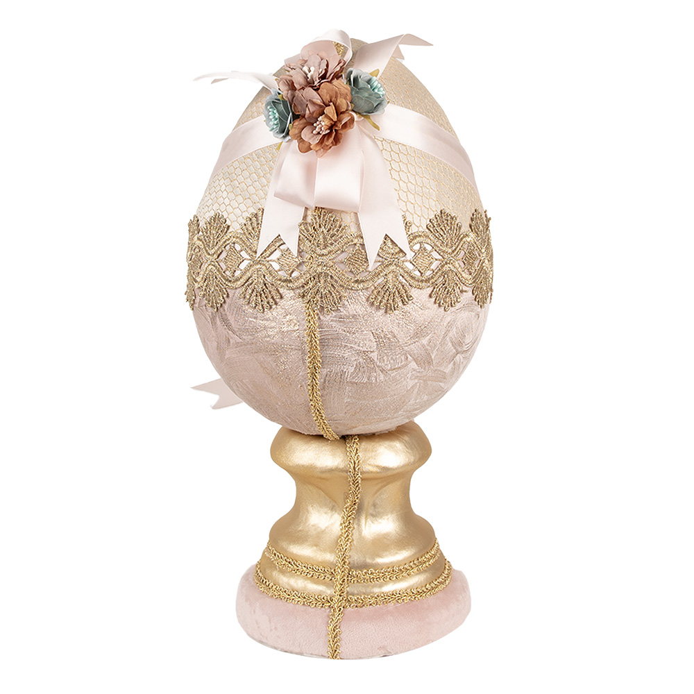 Clayre&Eef Decoratie Beeld EiØ 20x38 cm Beige Textiel afbeelding