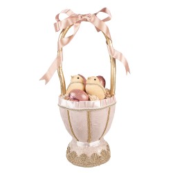 Clayre & Eef Statuetta decorativa Pulcino Ø 20x47 Rosa Tessuto su plastica