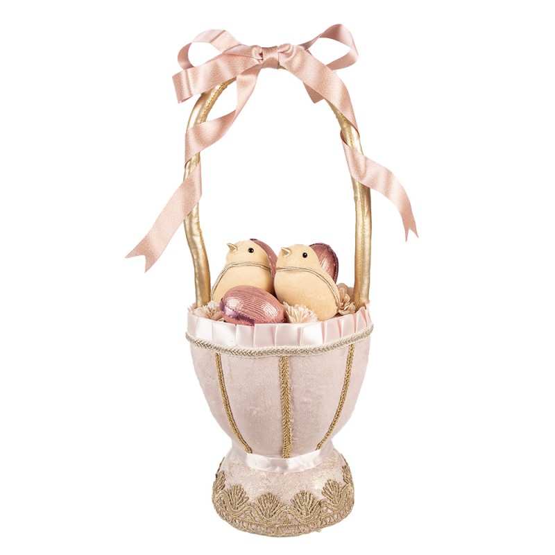 Clayre & Eef Figurine décorative Poussin Ø 20x47 Rose Textile sur plastique
