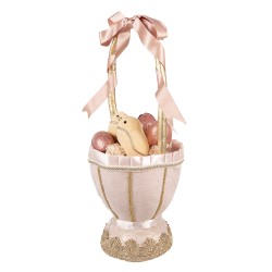 Clayre & Eef Statuetta decorativa Pulcino Ø 20x47 Rosa Tessuto su plastica