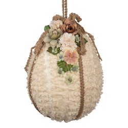 Clayre & Eef Ciondolo di Pasqua Uovo Ø 20x29 cm Beige Tessuto su plastica