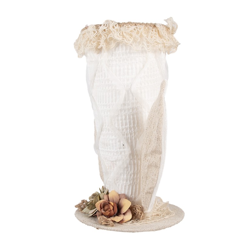 Clayre & Eef Figurine décorative Chapeau 16x16x27 cm Blanc Textile sur plastique Lapin