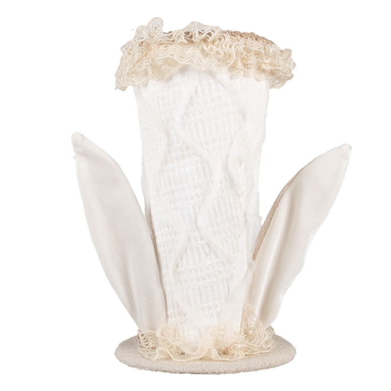 Clayre & Eef Figurine décorative Chapeau 16x16x27 cm Blanc Textile sur plastique Lapin