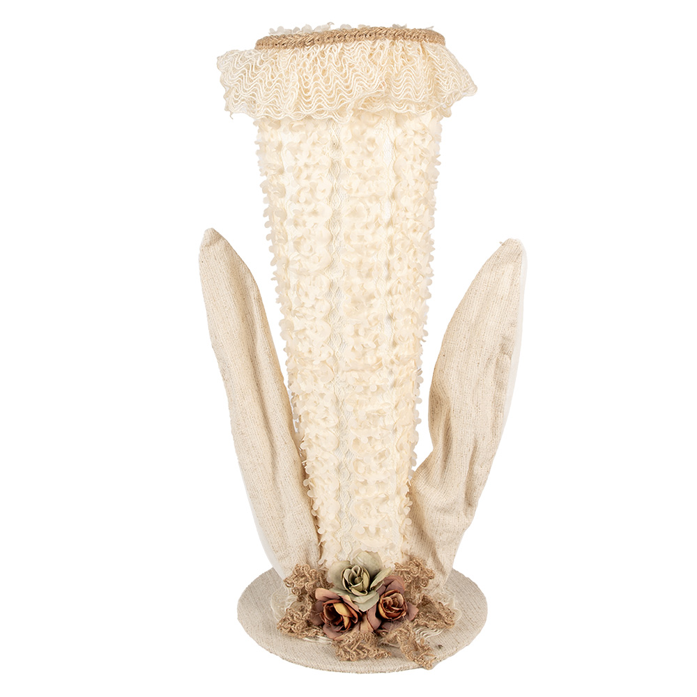 Clayre & Eef Decoratie Beeld Hoed 20x20x45 cm Beige Textiel Konijn afbeelding 1