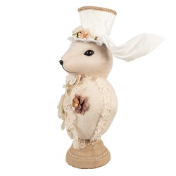 Clayre & Eef Figurine décorative Lapin 24x17x50 cm Beige Textile sur plastique