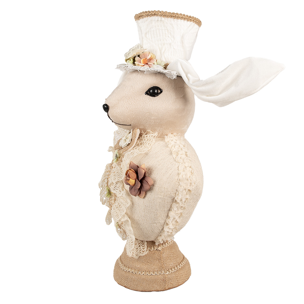 Decoratie Beeld Konijn 24X17X50 Cm Beige Textiel-image