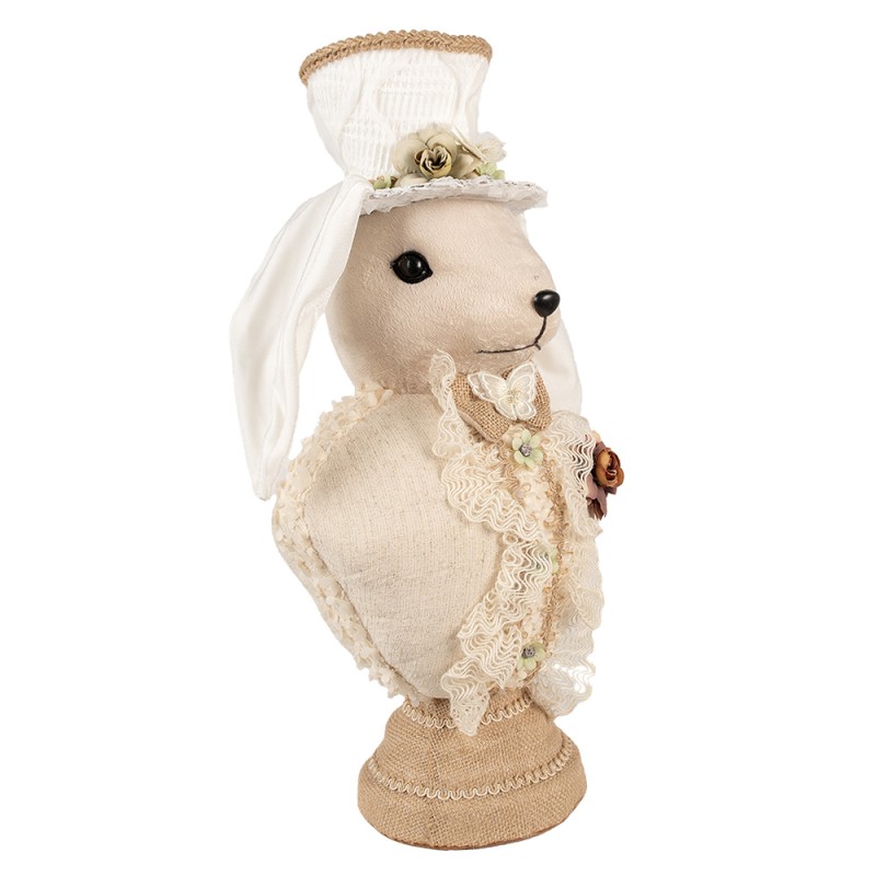 Clayre & Eef Figurine décorative Lapin 24x17x50 cm Beige Textile sur plastique