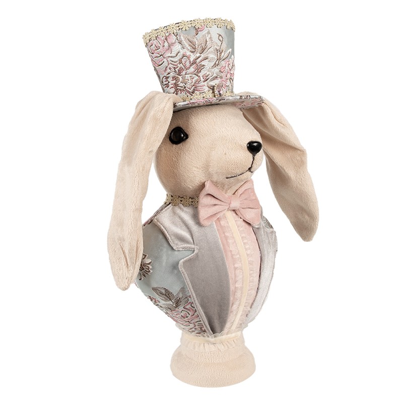 Clayre & Eef Statuetta decorativa Coniglio 18x15x38 cm Beige Tessuto su plastica