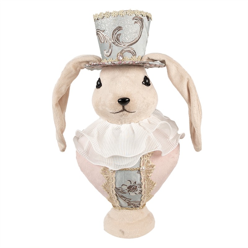 Clayre & Eef Statuetta decorativa Coniglio 18x15x39 cm Beige Tessuto su plastica