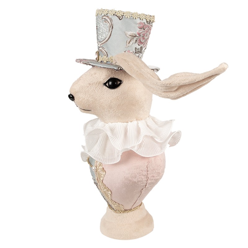 Clayre & Eef Statuetta decorativa Coniglio 18x15x39 cm Beige Tessuto su plastica