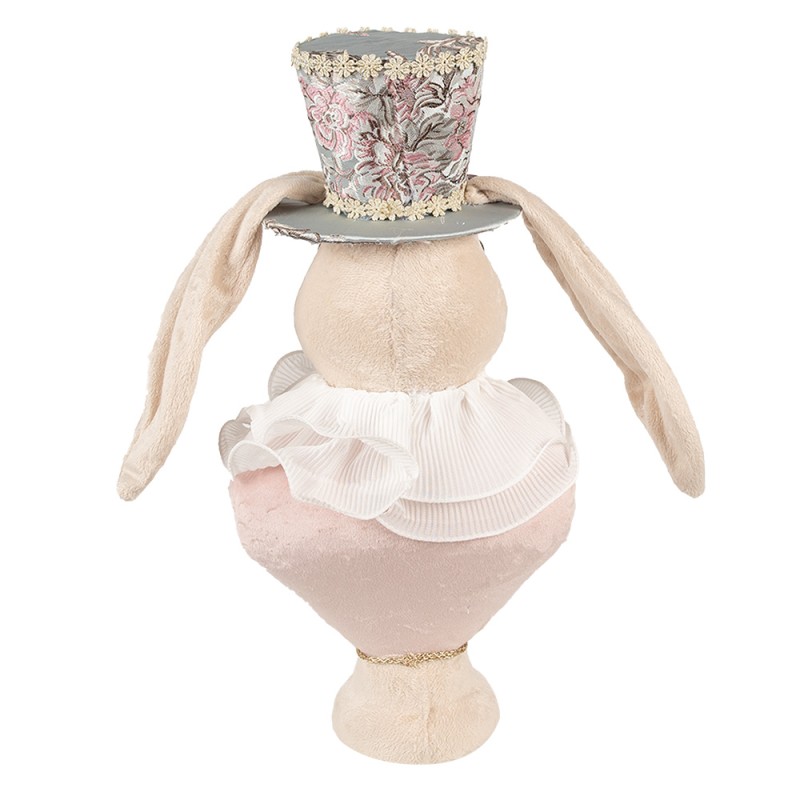 Clayre & Eef Statuetta decorativa Coniglio 18x15x39 cm Beige Tessuto su plastica