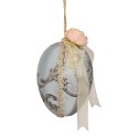 Clayre & Eef Pendentif de Pâques Œuf Ø 11x16 cm Bleu Textile sur plastique