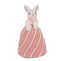 Clayre & Eef Figurine décorative Lapin Ø 8x14 cm Blanc Rose Textile sur plastique