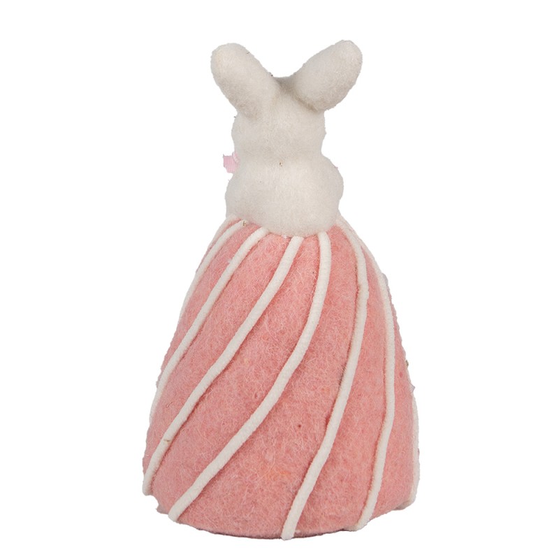 Clayre & Eef Figurine décorative Lapin Ø 8x14 cm Blanc Rose Textile sur plastique