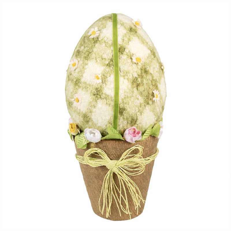 Clayre & Eef Statuetta decorativa Uovo Ø 20x43 cm Verde Tessuto su plastica