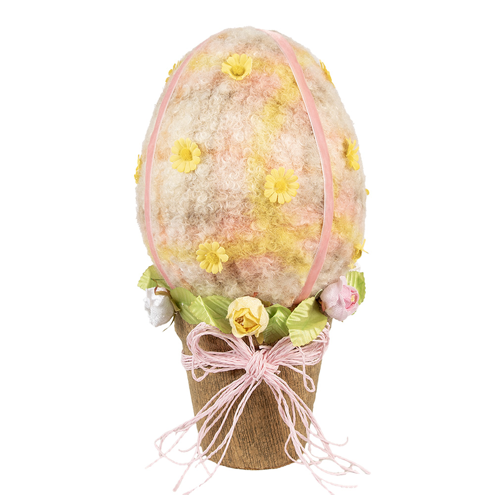 Clayre & Eef Decoratie Beeld Ei Ø 17x33 cm Roze Textiel afbeelding