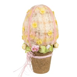 Clayre & Eef Statuetta decorativa Uovo Ø 17x33 cm Rosa Tessuto su plastica