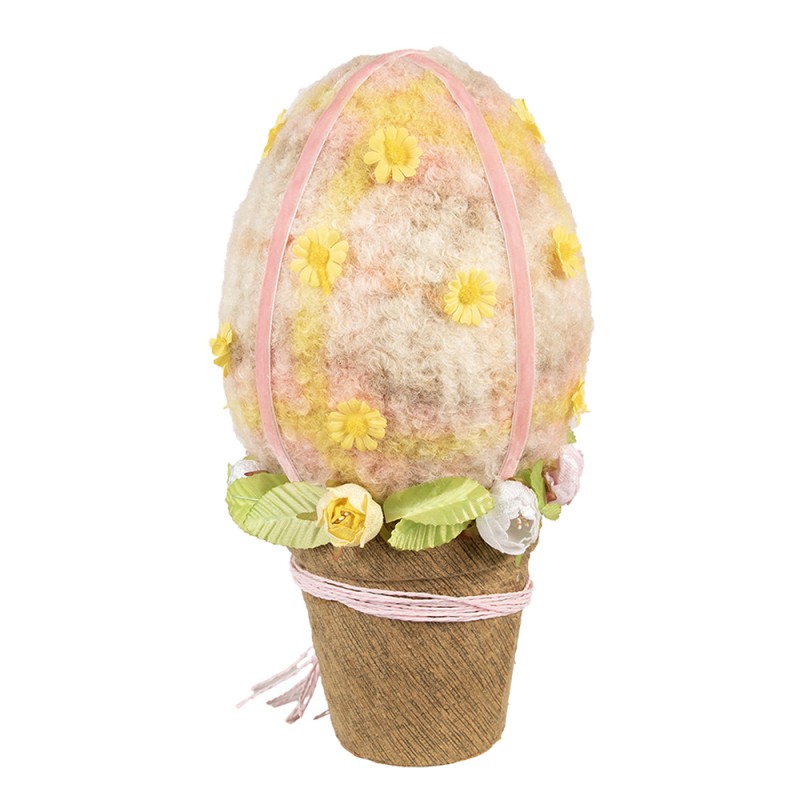 Clayre & Eef Decorative Figurine Egg Ø 17x33 cm Pink Textile on Plastic