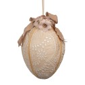 Clayre & Eef Pendentif de Pâques Œuf Ø 20x28 cm Beige Textile sur plastique