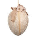 Clayre & Eef Pendentif de Pâques Œuf Ø 20x28 cm Beige Textile sur plastique