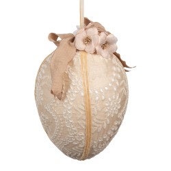 Clayre & Eef Ciondolo di Pasqua Uovo Ø 20x28 cm Beige Tessuto su plastica