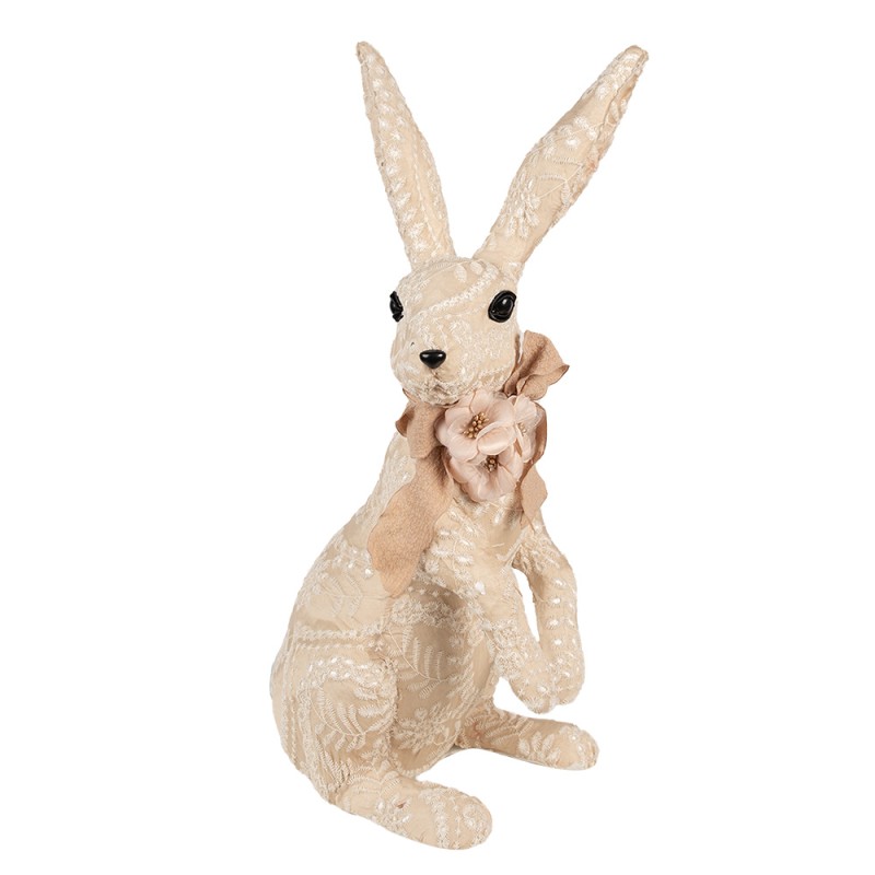 Clayre & Eef Statuetta decorativa Coniglio 25x19x54 cm Beige Tessuto su plastica