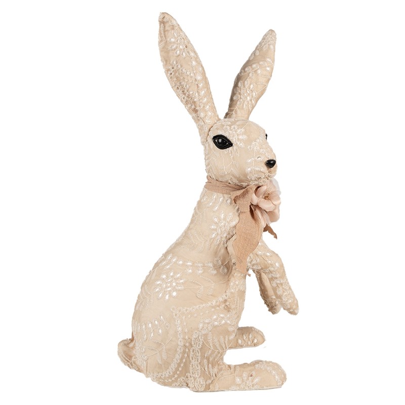 Clayre & Eef Statuetta decorativa Coniglio 25x19x54 cm Beige Tessuto su plastica